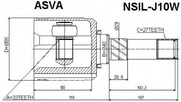 ASVA NSIL-J10W Joint Kit, drive shaft